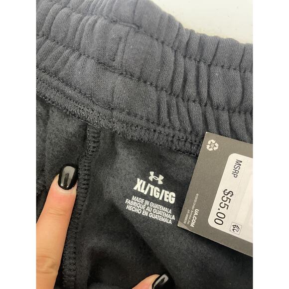 Under Armour Men's XL Black Rival Fleece Jogger Loose Fit Tapered Sweatpants NWT - Picture 4 of 11